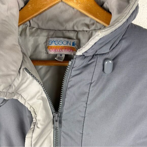 Sasson Collection Vintage Women's M Light Blue Gray Puffer Coat Toggle Buttons - Picture 5 of 11